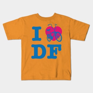 I Love Cycling DF / Yo Amo andar en Bicicleta en el DF Blue Pink / Chilango Pride / Orgullo Chilango Graphic Kids T-Shirt